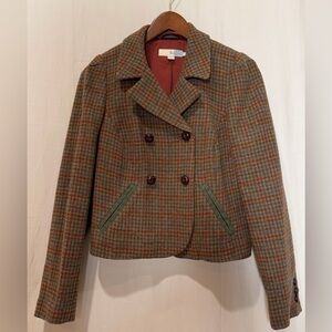 Boden Brown and Green Plaid Blazer